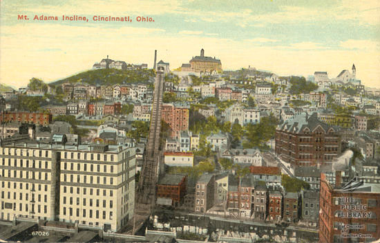 Photograph of the Mt Adams Incline Railway in Cincinnati Ohio Year 1908  11x14 